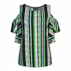 Worthington Vibrant Striped Cold Shoulder Blouse